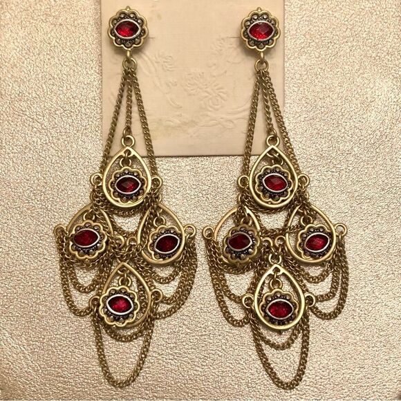 Jessica Simpson | Evil Eye Chandelier Earrings | 4” Length - Picture 2 of 3